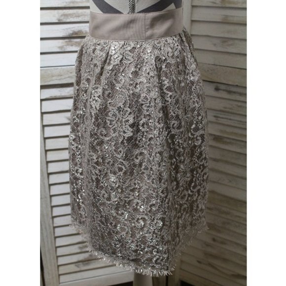 J Crew Rose Taupe Metallic Tinsel Lace Skirt (144)🦄 - Picture 9 of 10